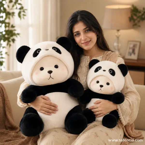Panda Teddy Bear Plush with Cap, 35 cm and 45 cm