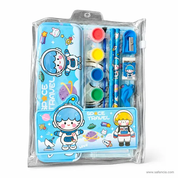 Space Travel Metal Pencil Box Stationery Set
