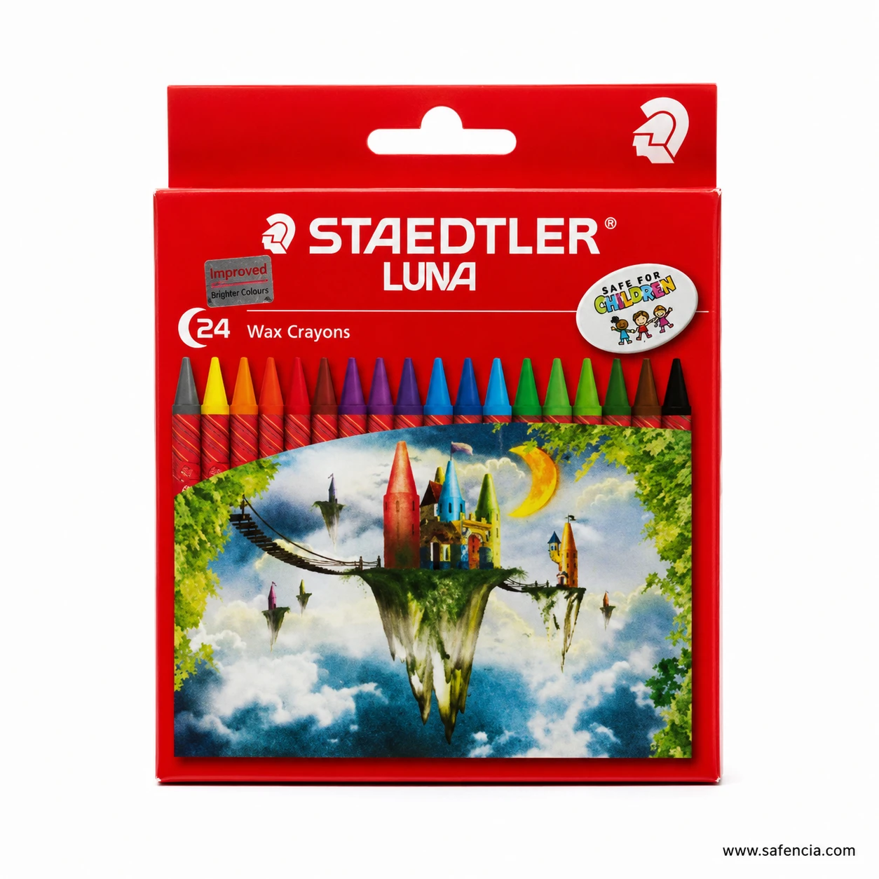 Staedtler Luna wax crayons box of 24 with the improved brighter colours flash