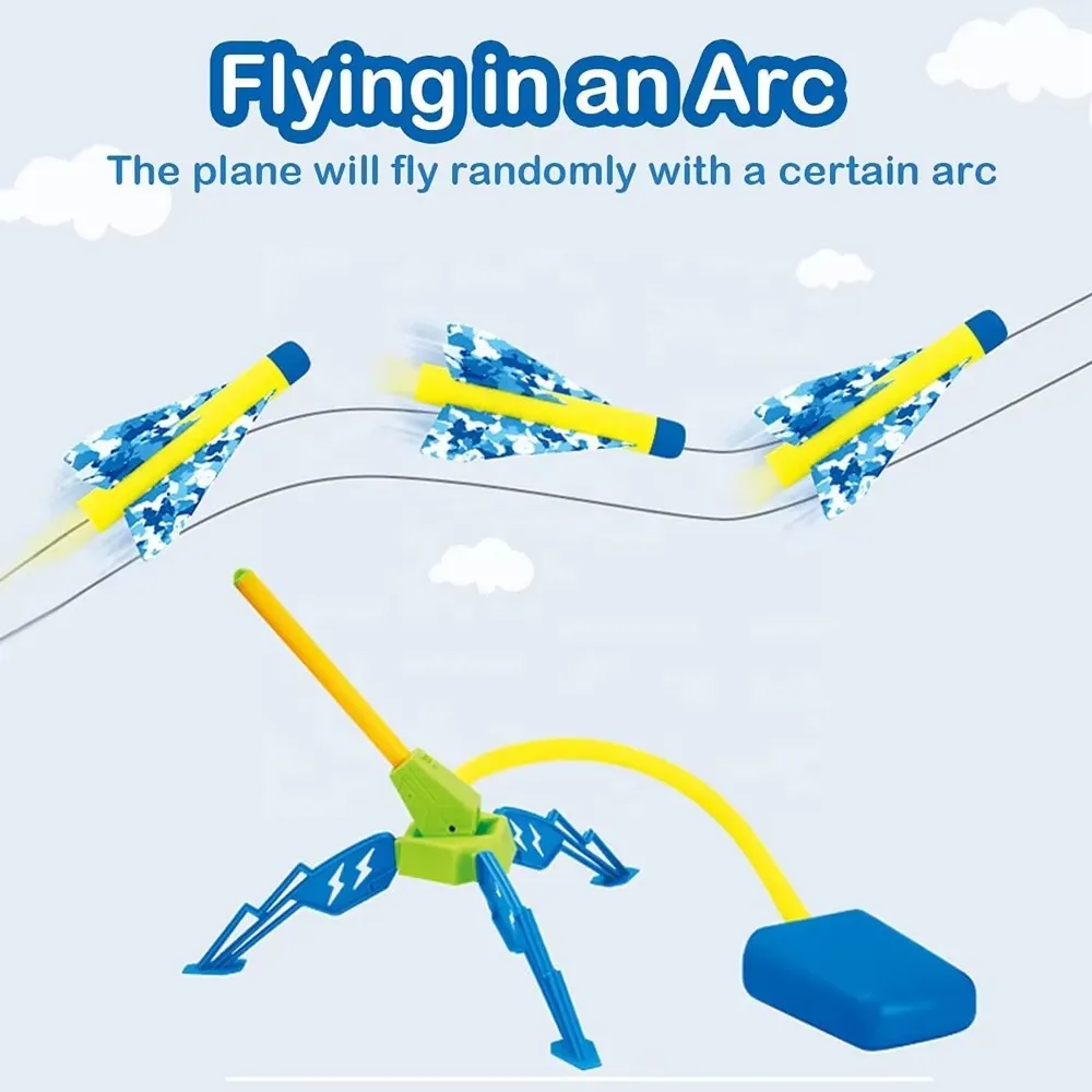 Stomp rocket flying in an arc