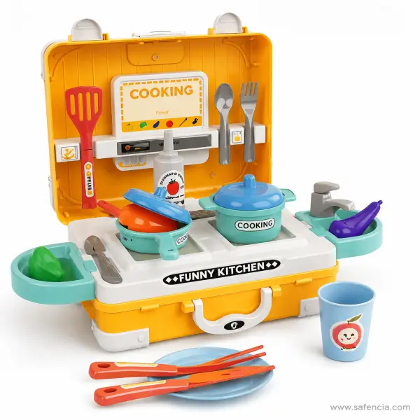 Suitcase Kitchen Play Set for Kids — Portable Fold-Out Cooking Case