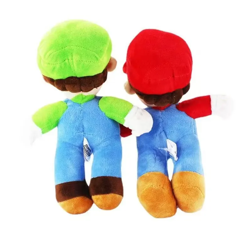 Super Mario Plush Toy red and green cap designs back view with overalls