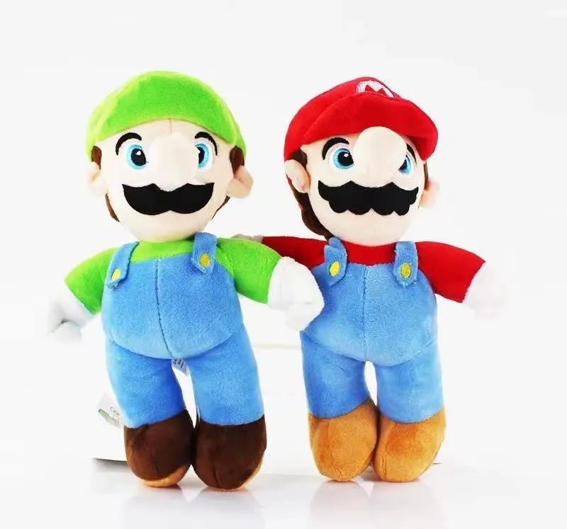 Super Mario Plush Toy red and green cap pair standing side by side
