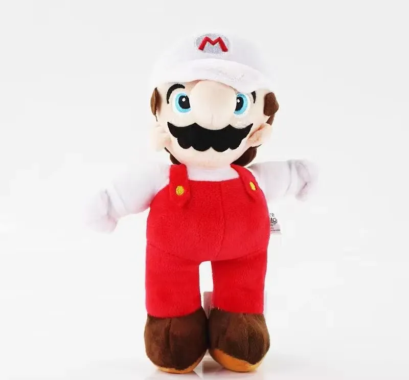 Super Mario Plush Toy white cap front view with red outfit and soft body