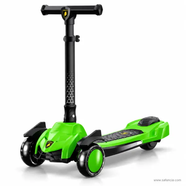 Supercar Style Kids Scooty with Light-Up Wheels, Green, Red or Grey