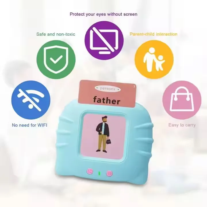 Talking flash cards screen-free features