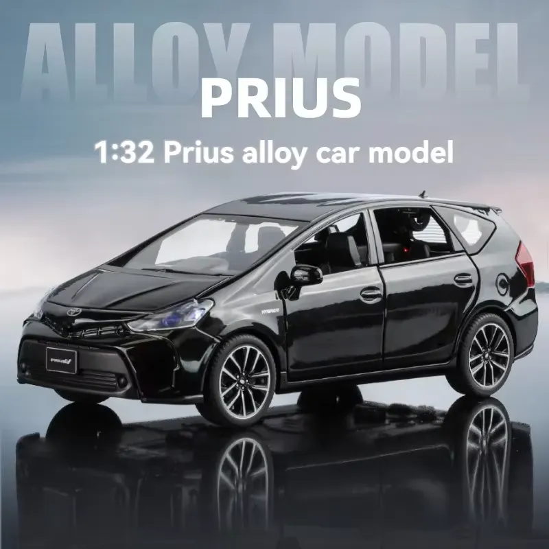 Black Toyota Prius 1:32 diecast alloy model car side profile view
