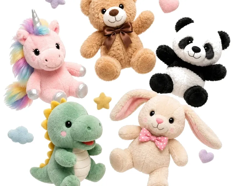 Soft and plush toys category — teddy bears and stuffed animals