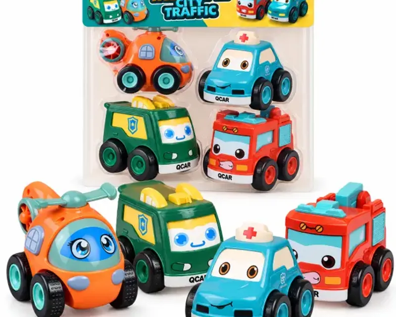 Toy cars category — friction fire truck, ambulance, police van and helicopter toy cars for kids in Pakistan