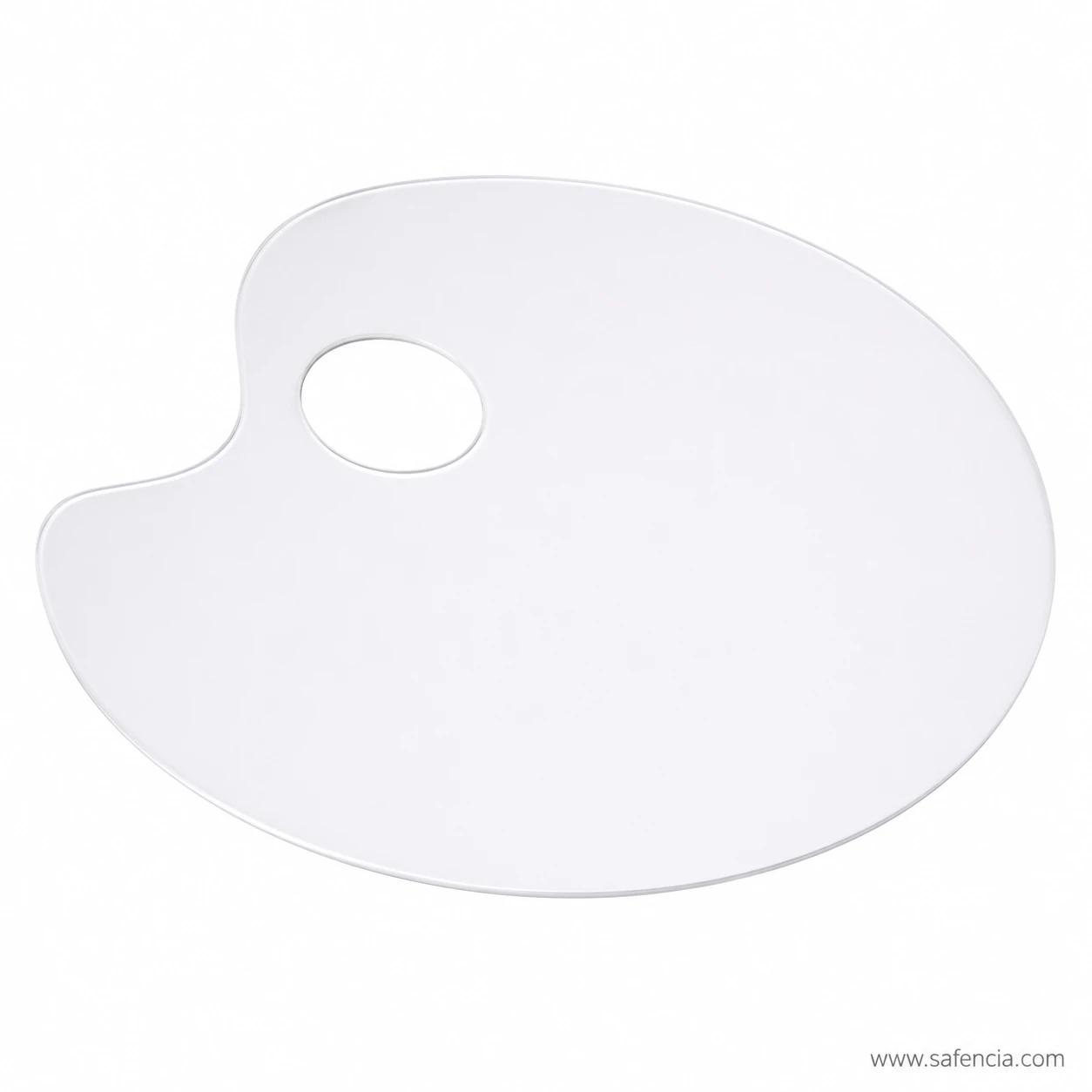 Transparent colour mixing palette at an angle showing the flat surface texture