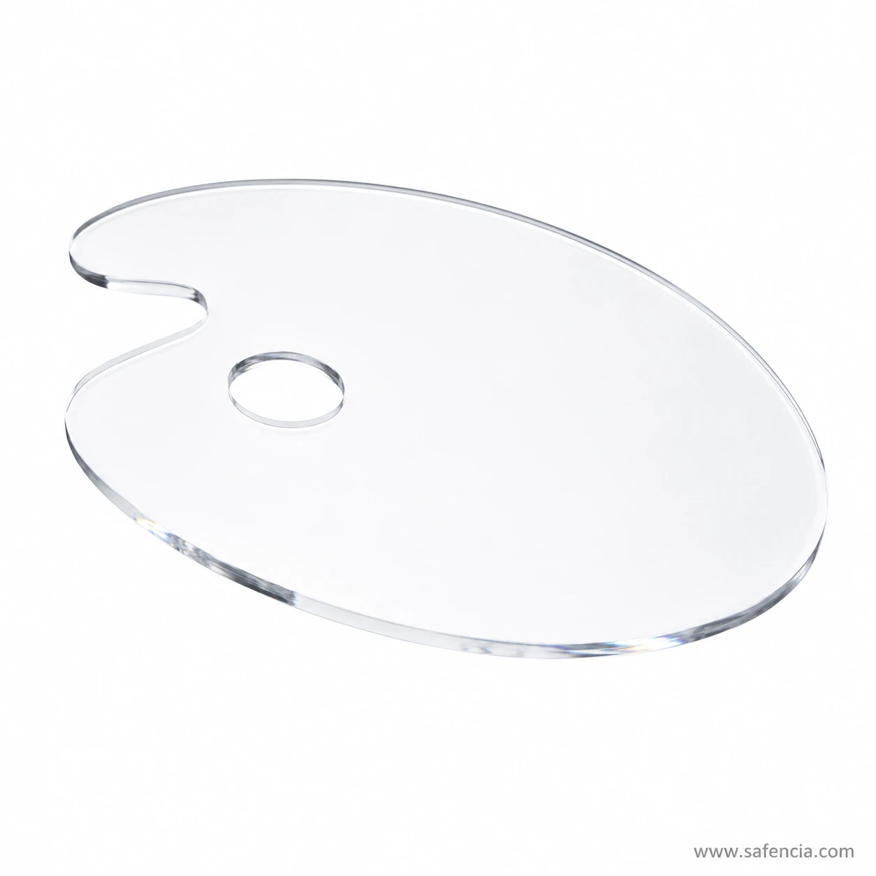 Angled view of the clear palette showing the thickness of the acrylic edge