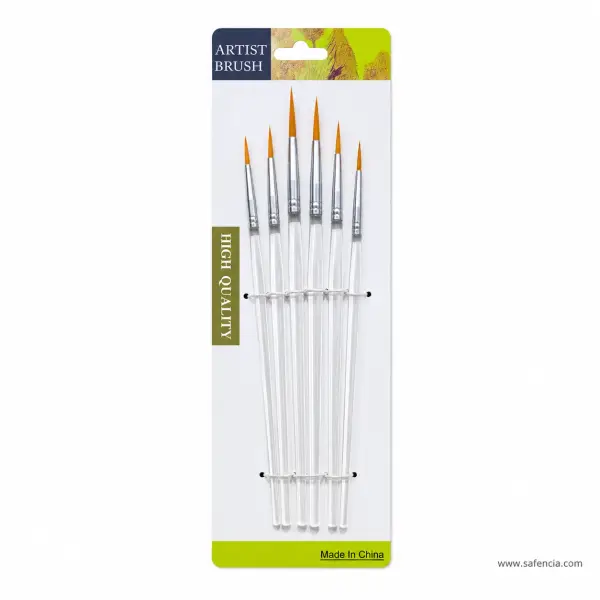 Clear Handle Round Artist Brush Pack of 6