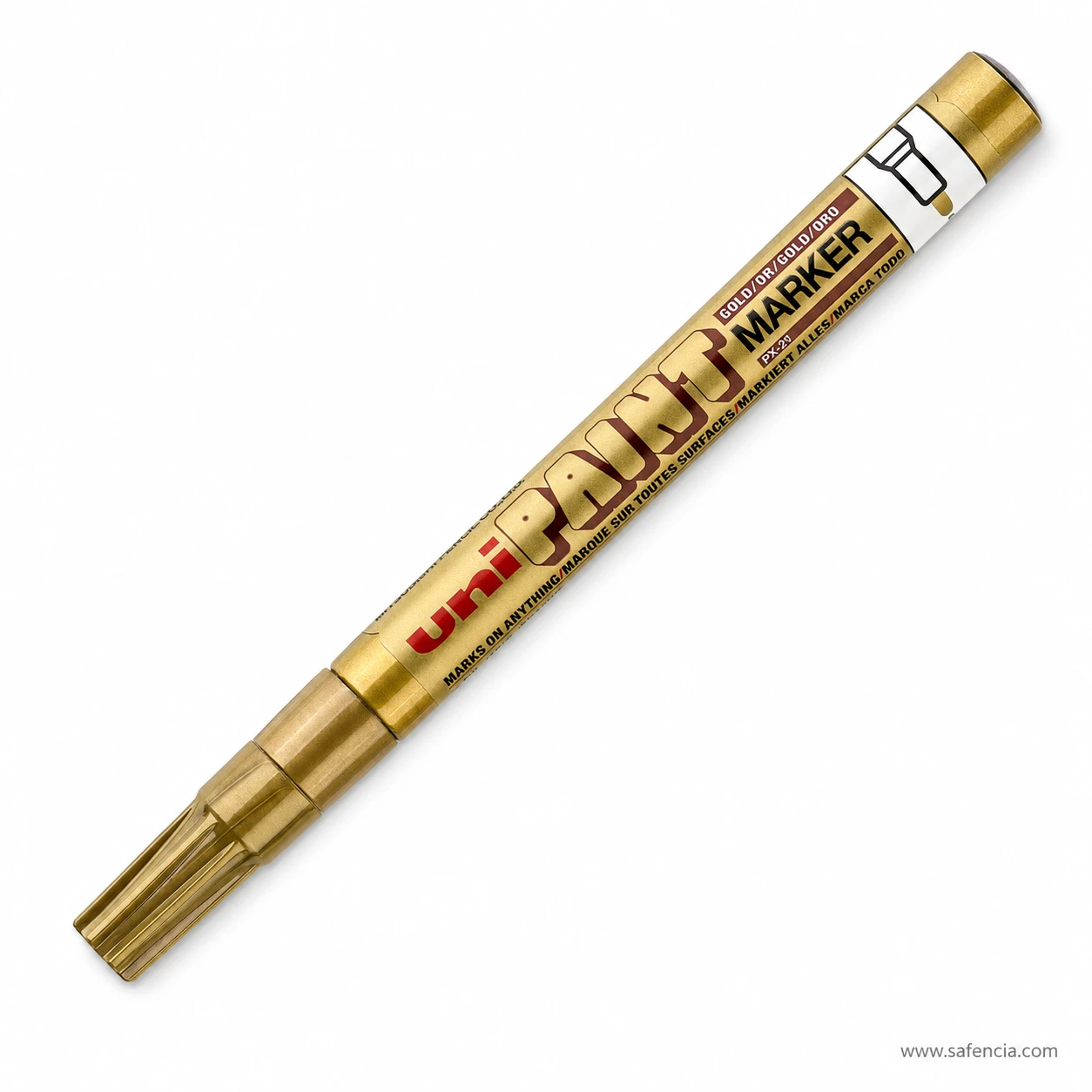 Single gold Uni Paint Marker PX-20 with a gold metallic barrel