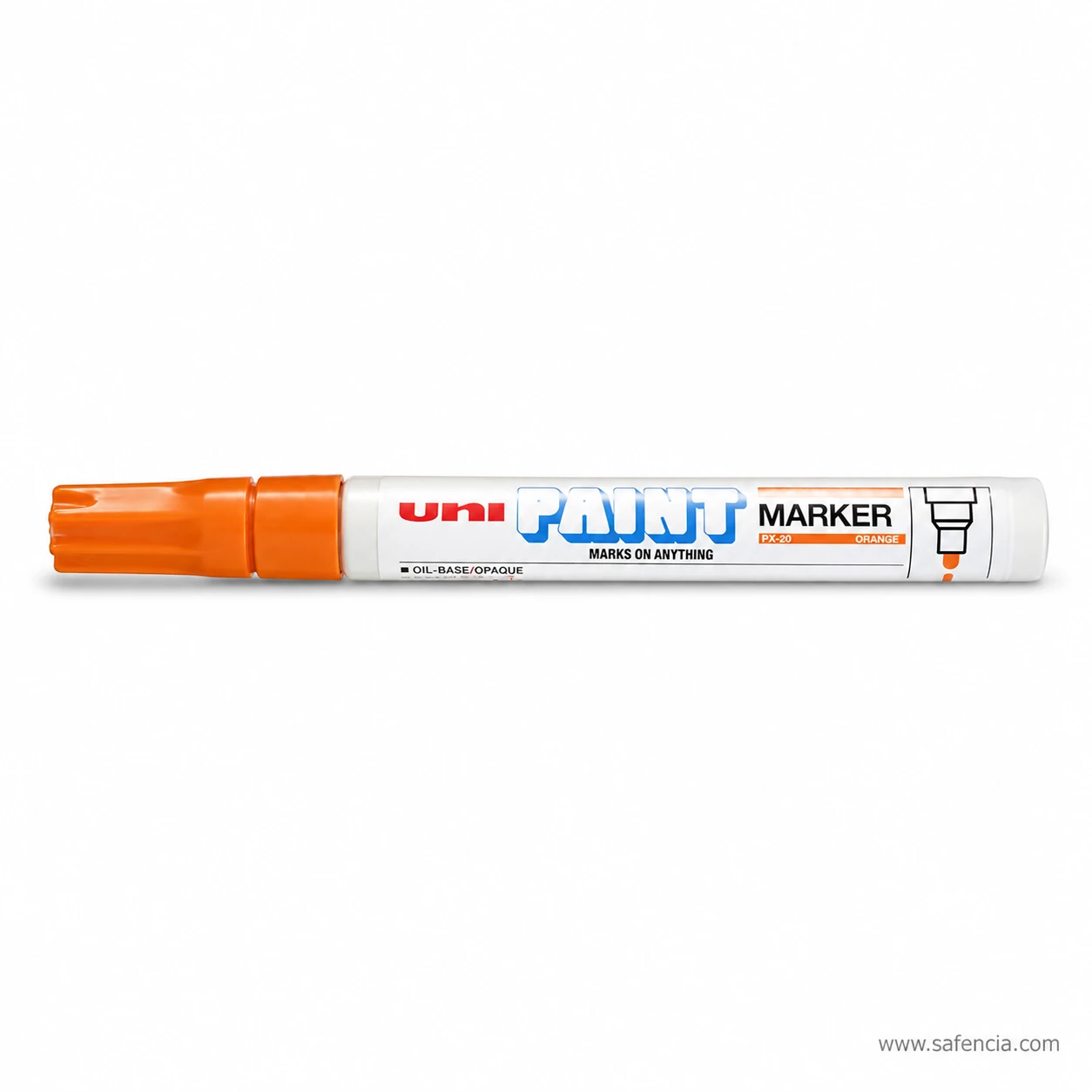 Single orange Uni Paint Marker PX-20 lying capped