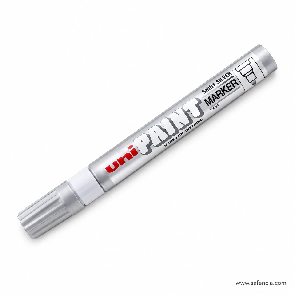 Single silver Uni Paint Marker PX-20 with a shiny silver barrel
