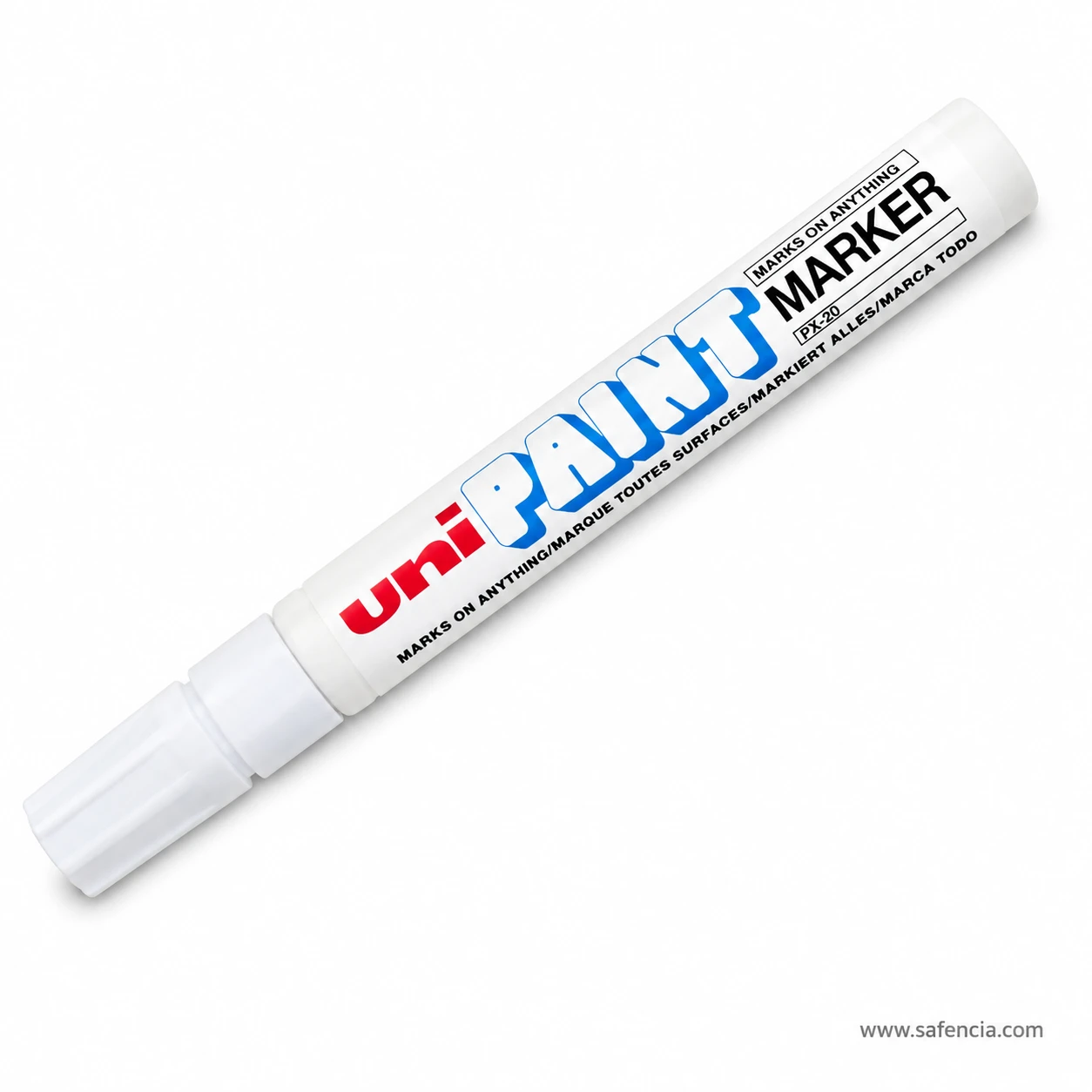 Single white Uni Paint Marker PX-20 with its white cap