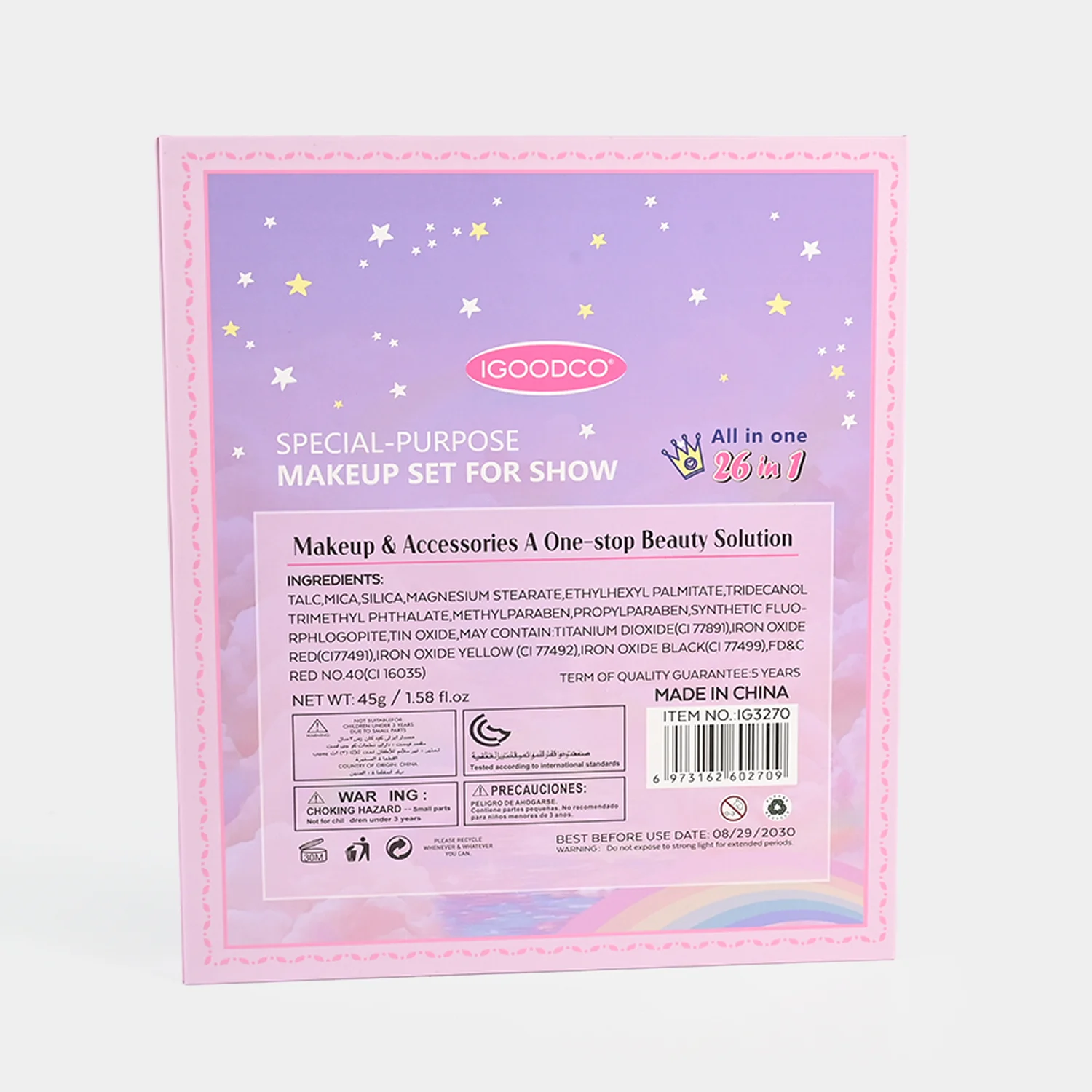 Unicorn 26-in-1 Makeup & Nail Set detail view - nail polish, decals and beads