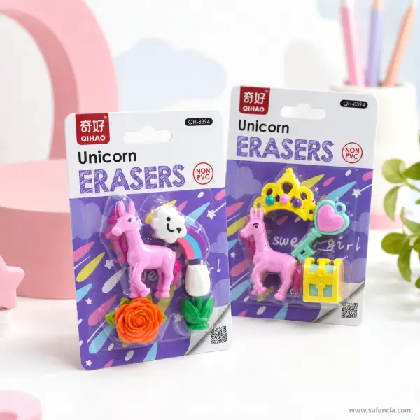 Unicorn 3D Erasers 4Pcs Set