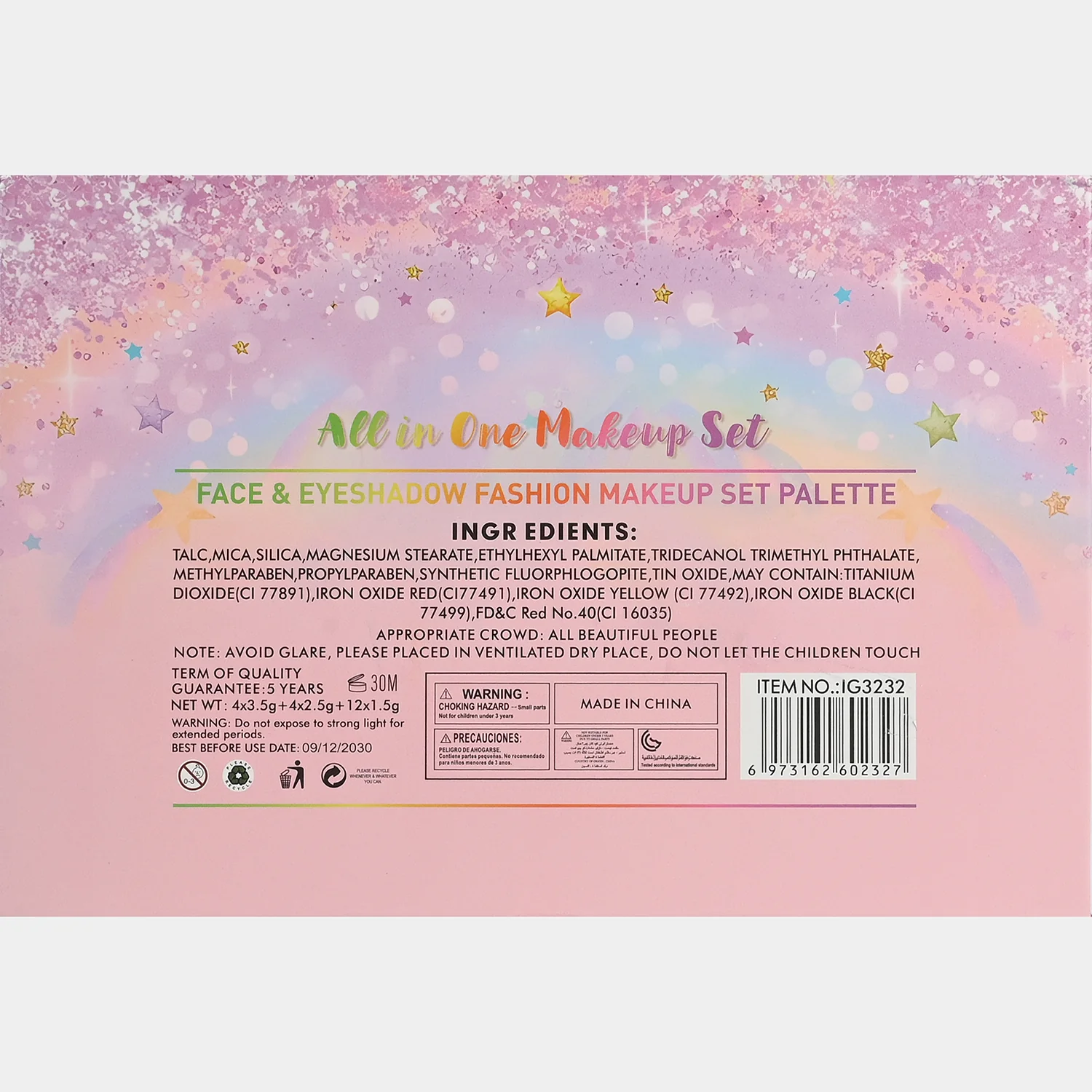 Unicorn Beauty Kit detail view - shades, lip glosses and hair clips