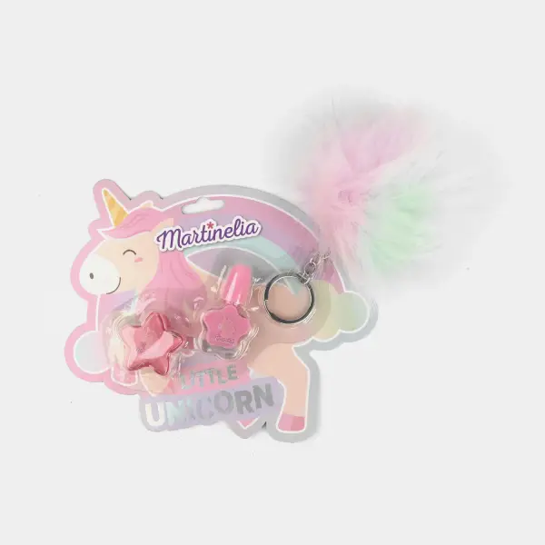 Unicorn Lip Balm & Pom-Pom Keychain Set for Girls