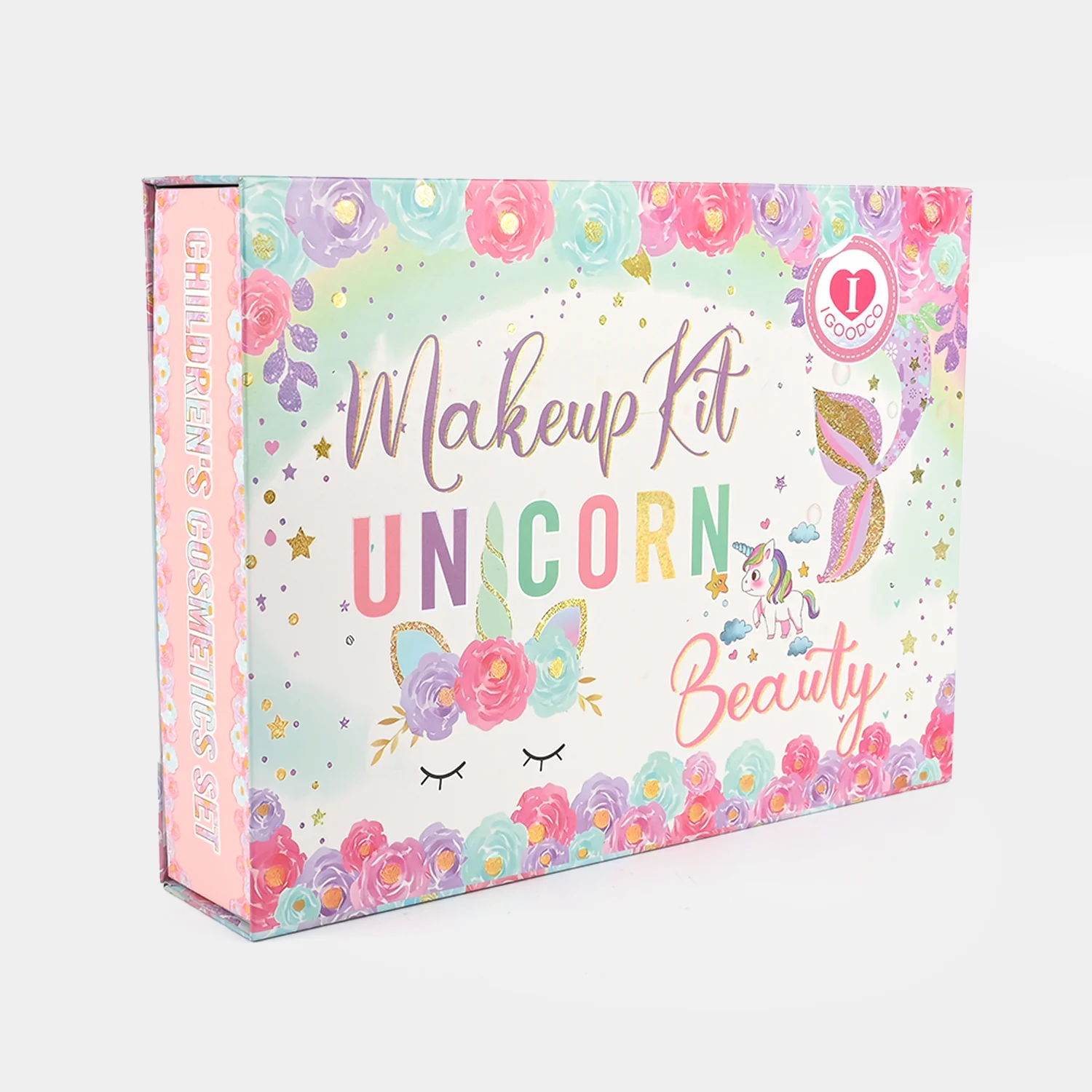 Unicorn & Mermaid Beauty Case side view - double-door box