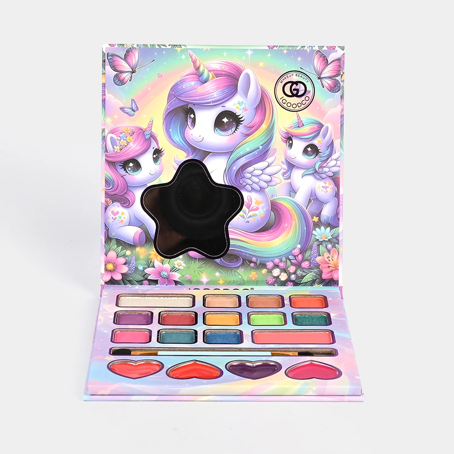 Unicorn Star Makeup Palette for Girls box view - pastel unicorn design