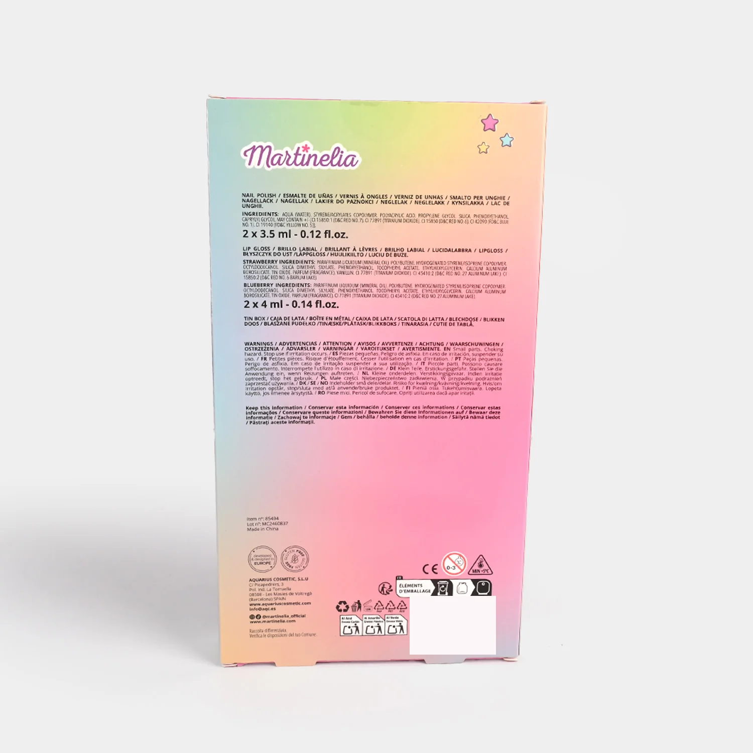 Unicorn Tin Nail & Lip Gloss Set box view - sleeping unicorn design