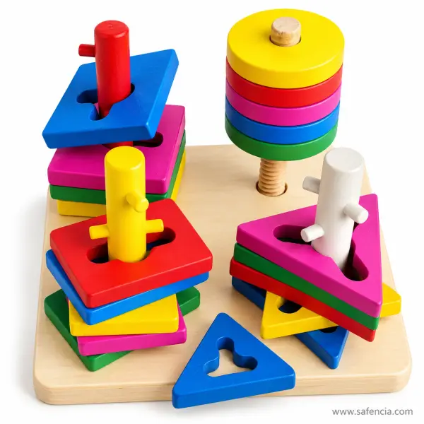 Unlock Four-Column Wooden Shape Sorter (Three Keyed Posts and a Screw Post)
