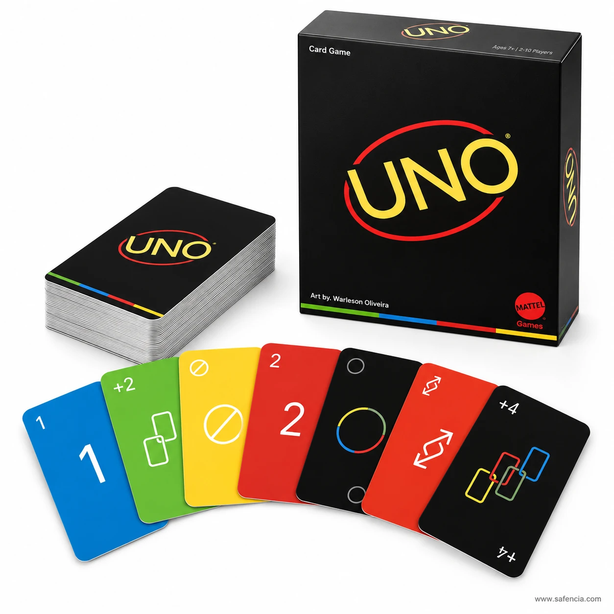 UNO Minimalista black box printed Art by Warleson Oliveira with deck and minimalist cards