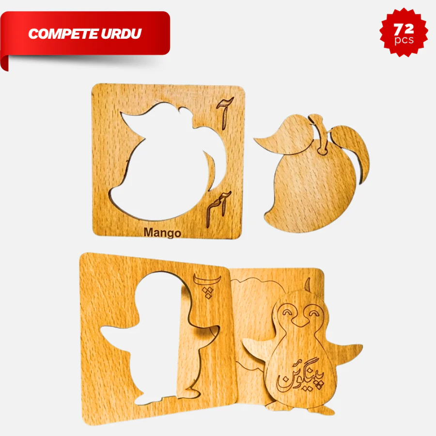 Urdu Alphabets Stencils with Pictures & Puzzles 74 Pcs product image 3