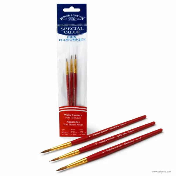 Winsor & Newton Pure Red Sable Round Brush Set of 3