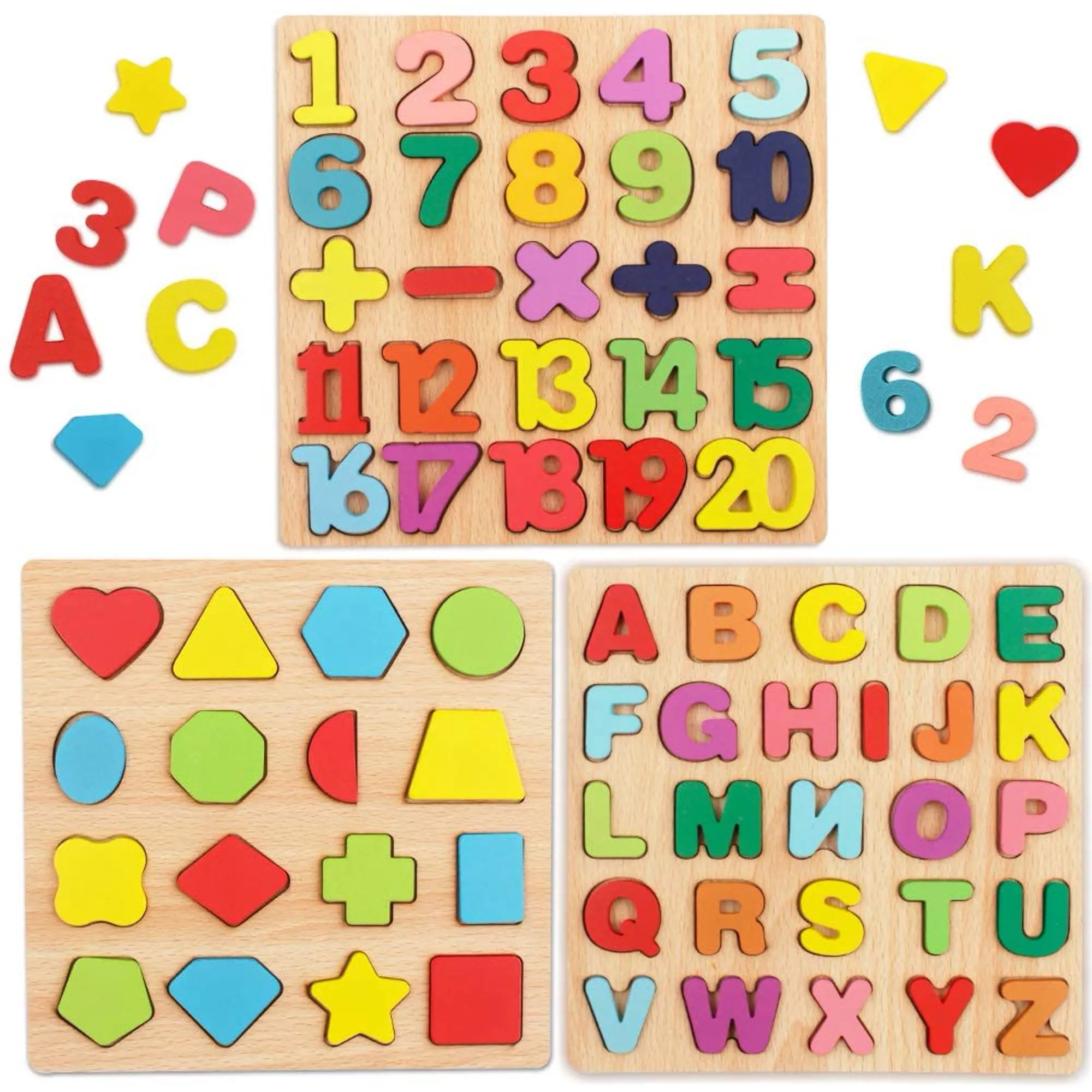 Wooden ABC & 123 Puzzle Boards (pack of 2)