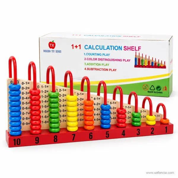 Wooden 1+1 Calculation Shelf (Staircase Bead Counting Frame, 1 to 10 Rods)