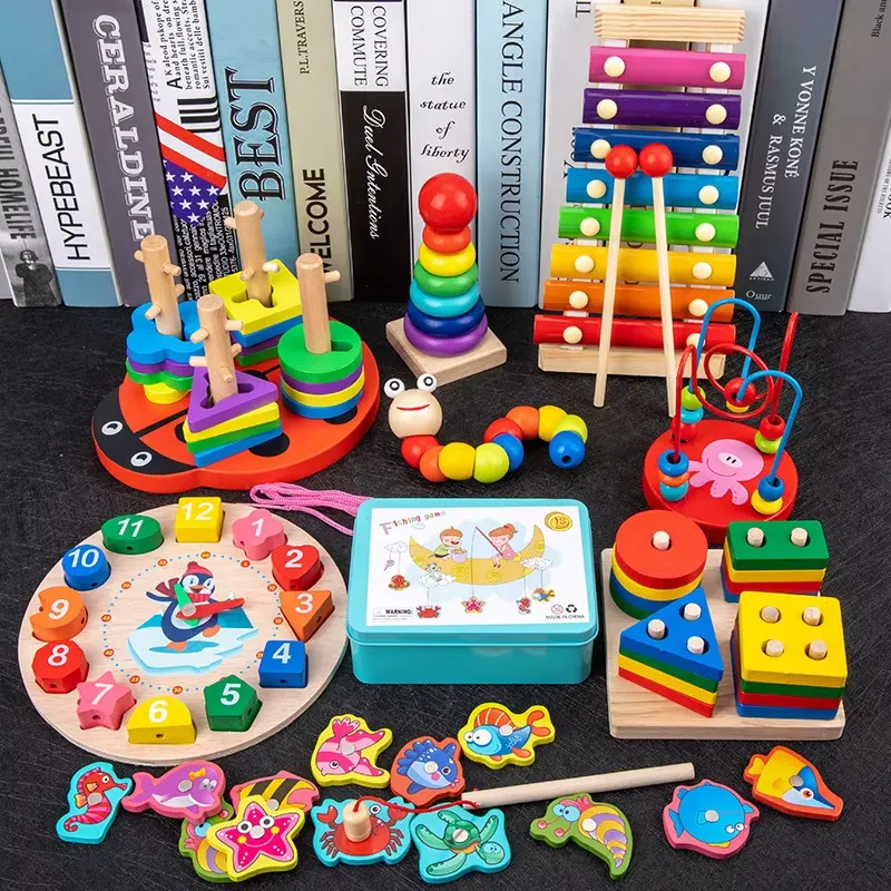 Wooden Montessori math learning clock toy for kids in Pakistan