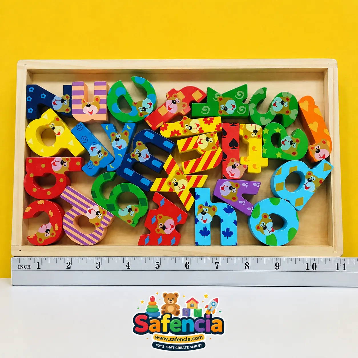 Wooden Colorful Alphabet A-Z Board with Tray – Montessori ABC Learning Toy for Kids