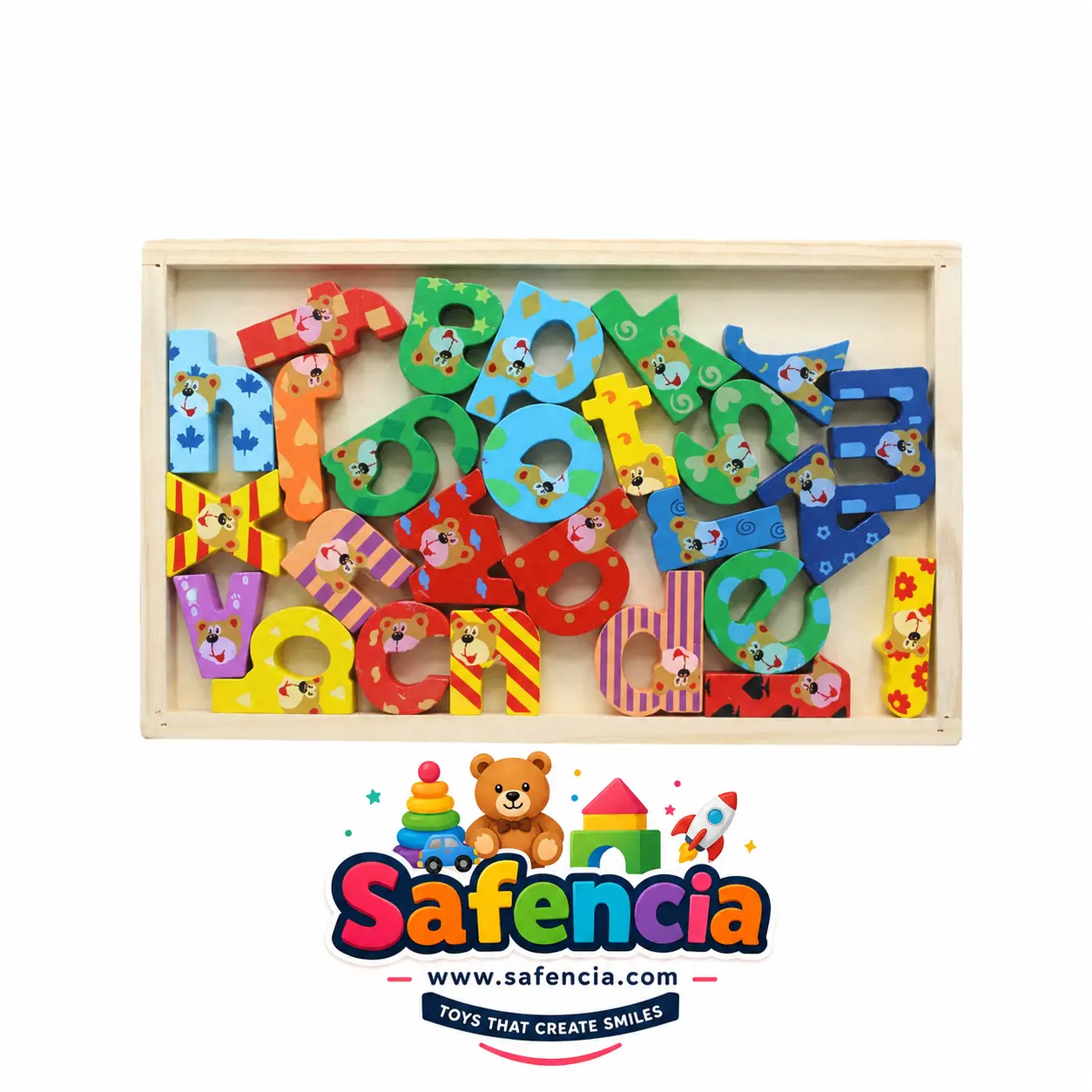 Montessori wooden ABC alphabet letters tray for kids in Pakistan