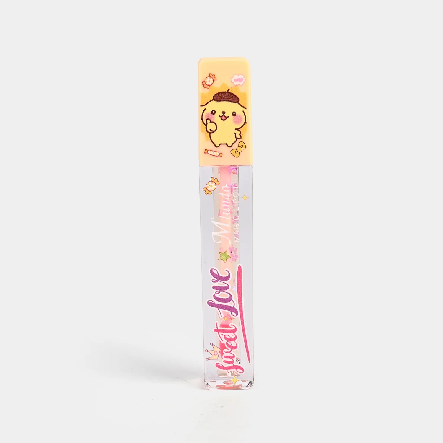 Yellow Magic Lip Gloss open view - clear sparkly gloss with wand applicator